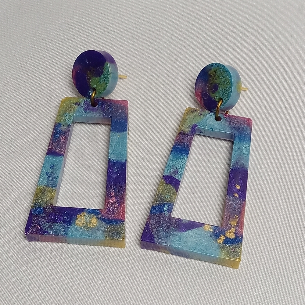Hand Crafted Multicolor Geometric Earrings